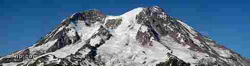Close up panorama of Mt. Rainier from Gobblers Knob